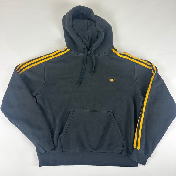 adidas Other - Adidas Black & Gold 3 Stripe Pullover Hoodie Sweatshirt Mens Size Medium M